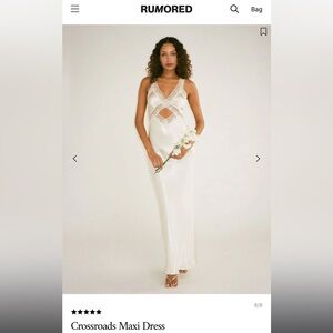 Rumored Crossroads Ivory Satin Maxi Slip Dress